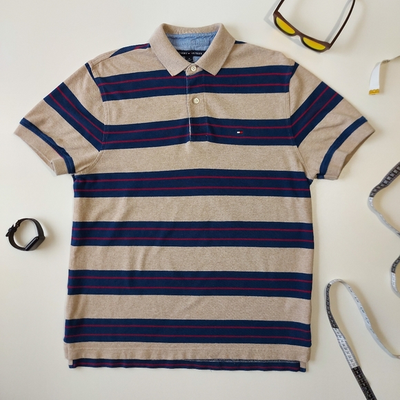 Tommy Hilfiger 👌 Classic Fit Stripped Polo Medium - Picture 3 of 13